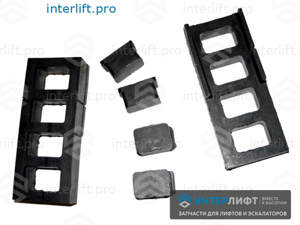 1080 Амортизатор лебедки OTIS, комплект (4 прокладки + 8 вставок)